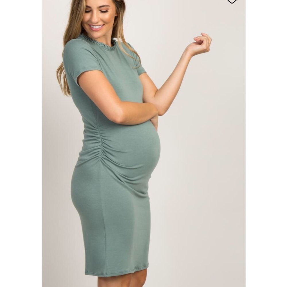 New* Pinkblush ruffle neckline ruched Maternity - Picture 2 of 3